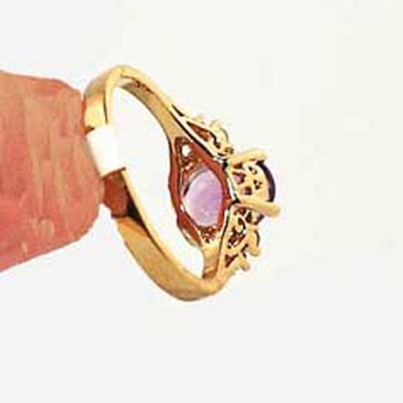 2.75 carat AMETHYST & 6 CUBIC ZIRCONIAS, TAG ON, Sz 8, GENUINE FACETED GEMS, - Picture 5 of 5